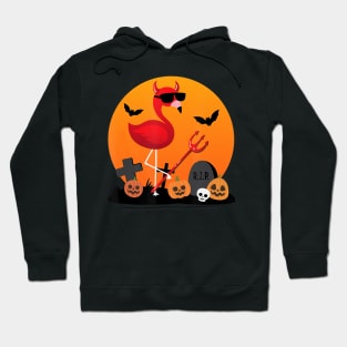 Cute Funny Devil Flamingo Lover Pumpkin Halloween Party Hoodie